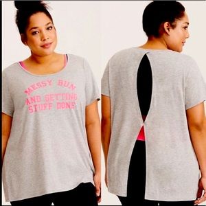 Torrid “Messy Bun” Open Back Tee - Size 1
